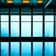 Contemporary airport terminal waiting hall- Ai