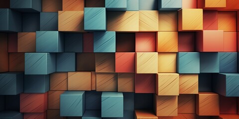 Blue and yellow square geometric shape background. AI Generated