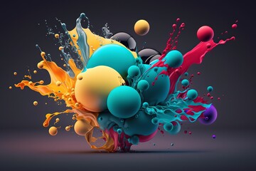 Vibrant 3D painting: Surrealistic, flowing textures meet colorful explosions and flowing fabrics in light orange and beige hues. Rendered in Cinema4D, stunning fusion of cyan and bronze. Generated AI
