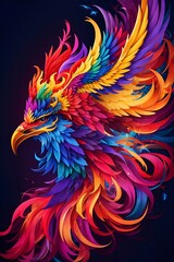 Fototapeta premium Radiant Rebirth: Colorful Phoenix (Generative AI)