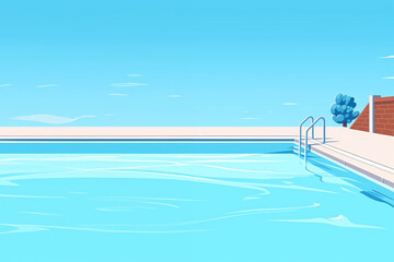 A simple drawing of a swimming pool. Generative AI