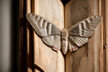 A moth s wings opening into a pair of ancient maps - obrazy, fototapety, plakaty