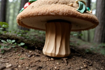A toadstool its cap opening to reveal a miniature fairyland