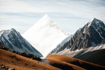 A torn piece of paper transforming into a mountain range