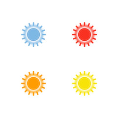 bright shining sun set vector design with four sun colors according to weather conditions