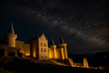 Obraz premium An ancient castle carved from a single crystal