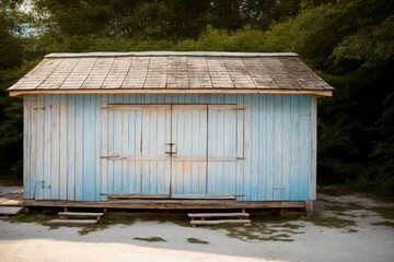 An old boat shed its paint faded from countless summer days
