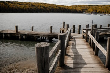 Naklejka premium An old dock weathered and bleached from summers gone by