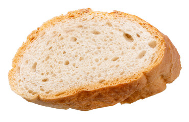 Slice of freshly baked baguette bread, Baguette bread isolated on white With png file.	