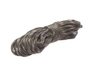 Green Climbing Rope roll fly in air. Strong safety climbing rope for sport mountain hobby, need safety gear to lock hold weight of climber rope. White background isolated