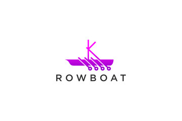 Rowboat K initial letter logo design paddle circuit technology icon symbol