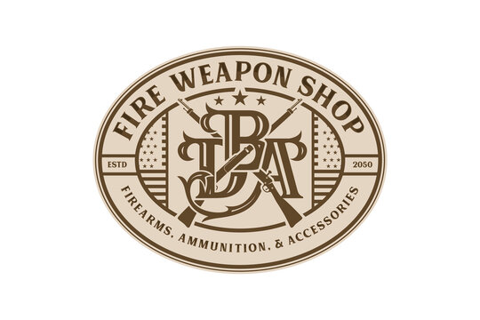 Old vintage Firearms m1 garand icon logo design ammo military emblem badge shape 