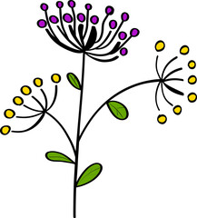 autumn leaves and flowers colorful foliage, vibrant beautiful leaf with hand drawn