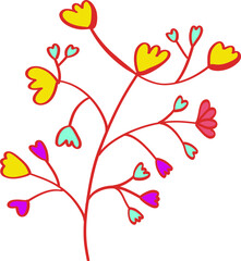 autumn leaves and flowers colorful foliage, vibrant beautiful leaf with hand drawn