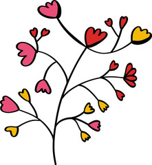 autumn leaves and flowers colorful foliage, vibrant beautiful leaf with hand drawn