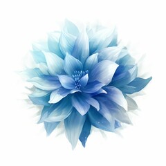 Bright blue flower art isolated on white background. Vector watercolor illustration. Watercolor painting of a beautiful colorful dahlia flower. .