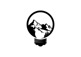 mountain lamp illustration logo