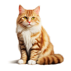 Fototapeta premium Realistic clipart of cat isolated on white background, AI Generation