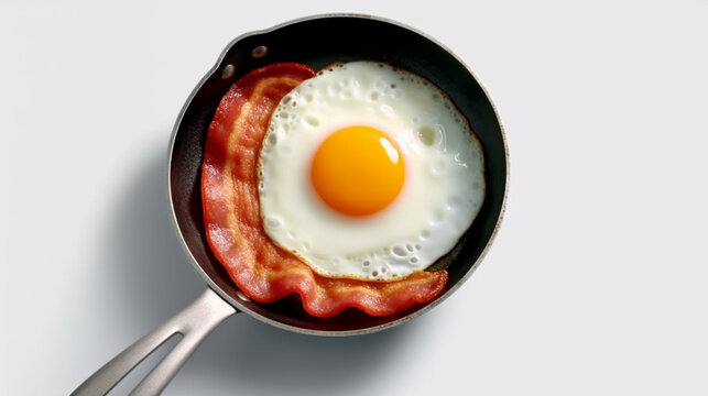 fried egg on a frying pan HD 8K wallpaper Stock Photographic Image