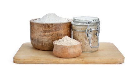 Fototapeta na wymiar Fresh leaven and flour isolated on white