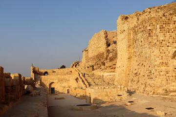 Fototapeta na wymiar Al-Karak, Jordan - 2022 : Kerak Castle -History of the Moabites, Nabataeans, Byzantines and Muslims