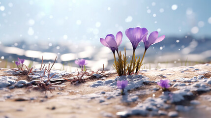 spring crocus flowers HD 8K wallpaper Stock Photographic Image