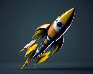 rocket with a rocket on the background. 3 d illustration.