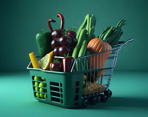 shopping basket with vegetables