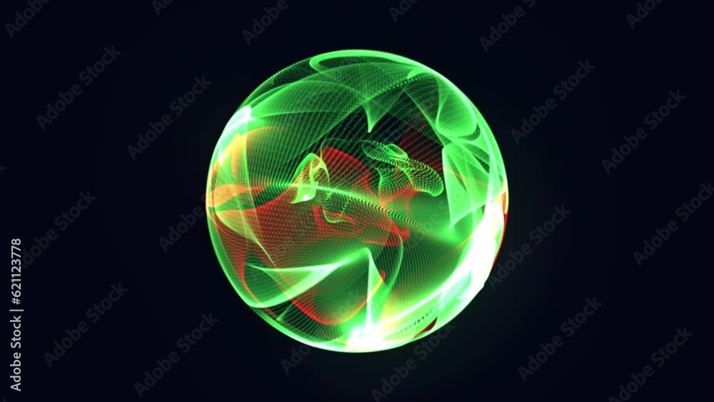 Wall mural bright glowing rotating particle 3d sphere. virtual assistant animation. technology, science, engine