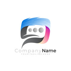 Chat logo design, 3d colorful icon, communication logos