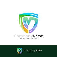 CM logo with shield design colorful, 3d style design template