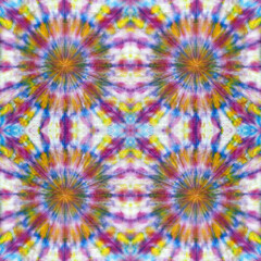Classic Banded Tie Dye Bullseye, Hand-dyed, Seamless Repeating Patter Tile