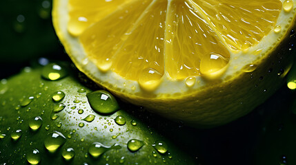 Fototapeta na wymiar azure-green yellow lime fruit with water droplets