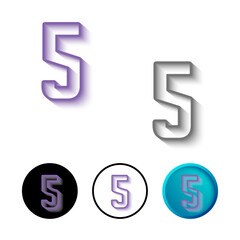 Abstract Number 5 Icon Illustration