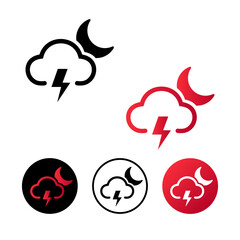 Abstract Night Cloud Lightning Icon Illustration