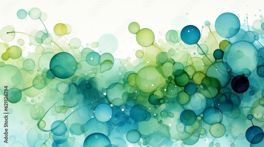 Wall mural an abstract background of blue and green with a circle pattern and white background. generative ai.