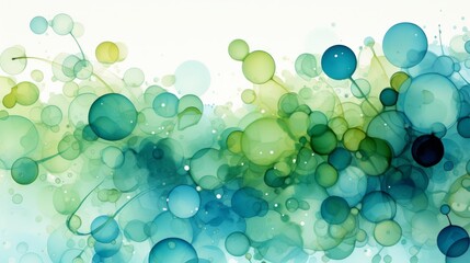 An abstract background of blue and green with a circle pattern and white background. Generative AI. 