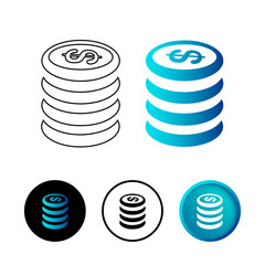 Abstract Coin Stack Icon Illustration