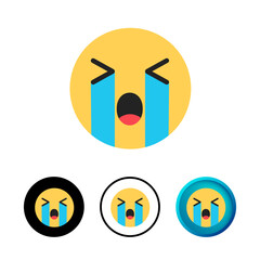 Abstract Crying Face Icon Illustration