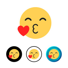 Abstract Blowing a Kiss Face Icon Illustration