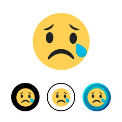 Abstract Sad Face With Tear Icon Illustration