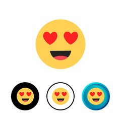 Modern Smiling Face with Heart Eyes Icon Illustration