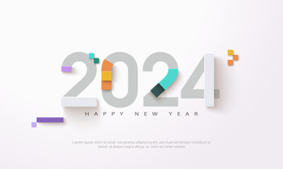 Modern and unique design 2024. new year greetings and invitations. Premium vector design for poster, banner, new year 2024 celebration and greeting. - obrazy, fototapety, plakaty