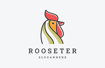 elegant rooster, chicken logo design illustration