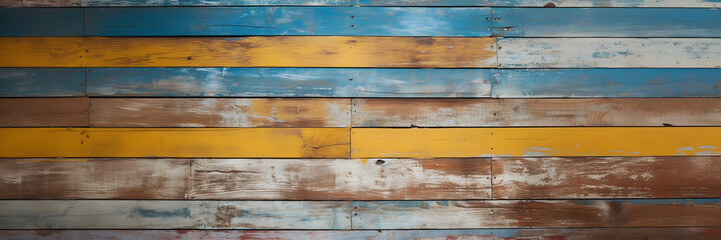 Painted wooden planks surface texture banner background, wooden slatted pattern - obrazy, fototapety, plakaty