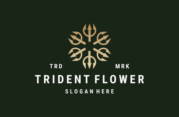 Trident flower logo template vector illustration design