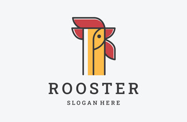 elegant rooster, chicken logo design illustration