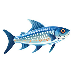 Delicate Aquatic Charm: Whimsical 2D Illustration of a Blue Neon Tetra Fish