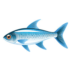 Obraz premium Delicate Aquatic Charm: Whimsical 2D Illustration of a Blue Neon Tetra Fish