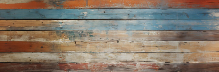 Obraz premium Painted wooden planks surface texture banner background, wooden slatted pattern